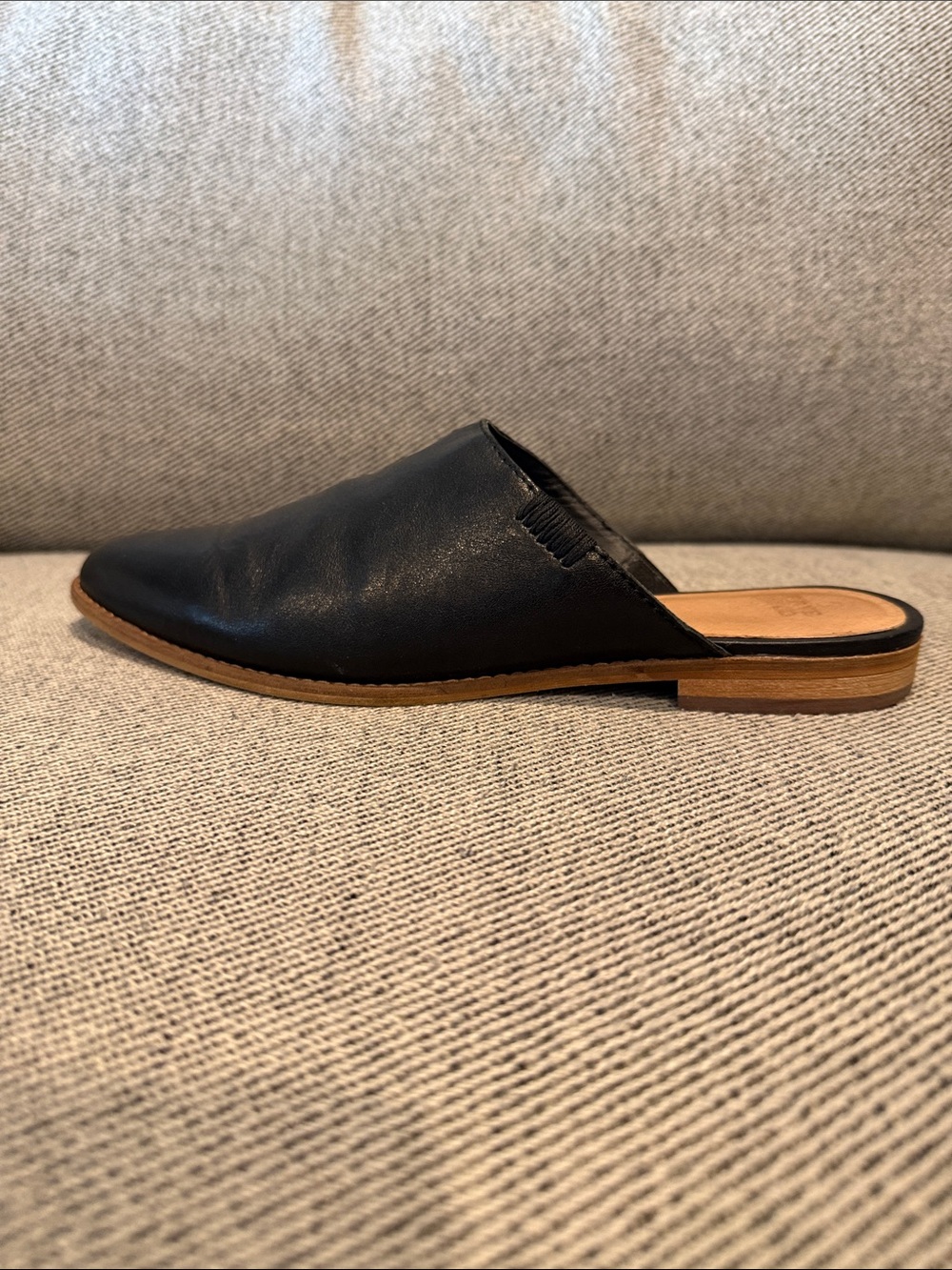 Frye Black Leather Slide Mule